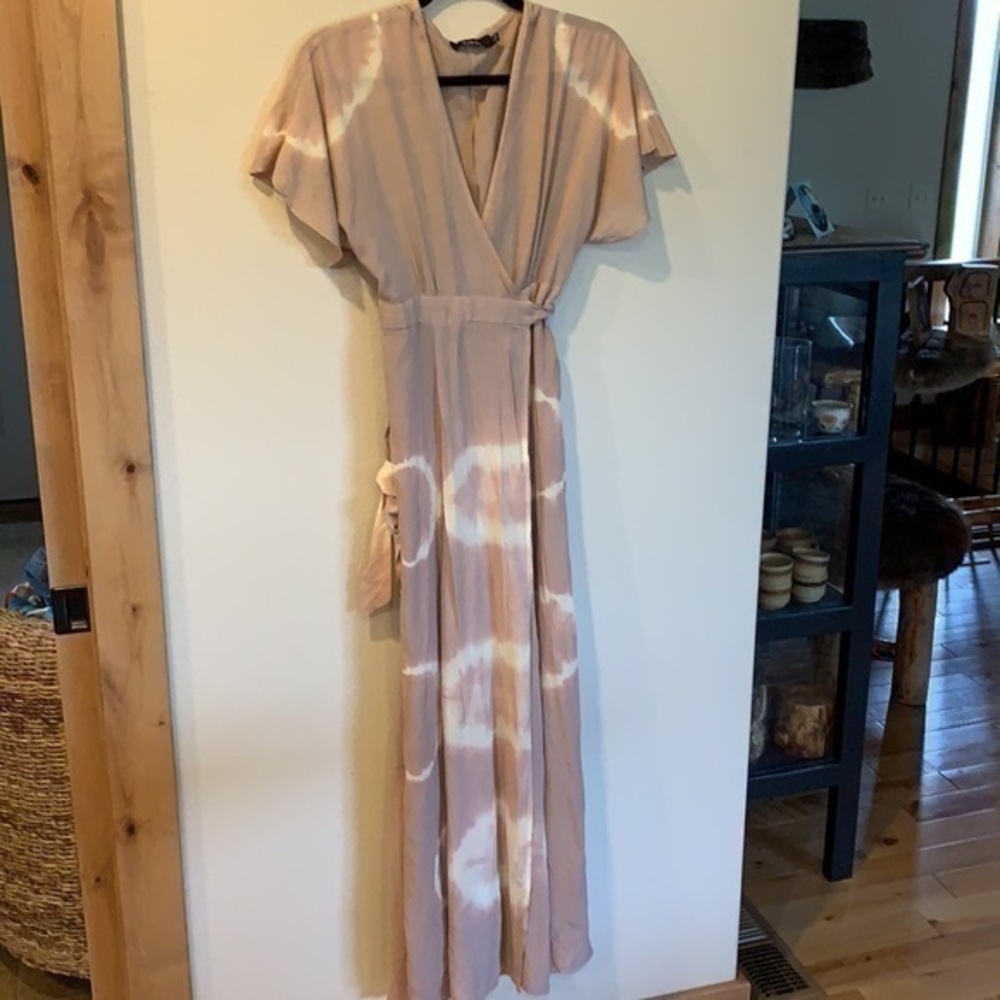Aakaa Tie Dyed Wrap Long Maxi Dress size small